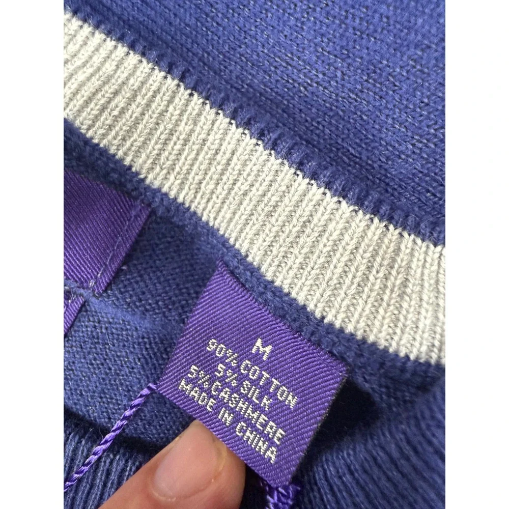 Alan Flusser Mens Blue Cotton Silk Cashmere Crewneck Sweater Medium NWT